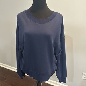 NWT Navy Blue Sweatshirt Style Top with Cut Out Back - Size Small